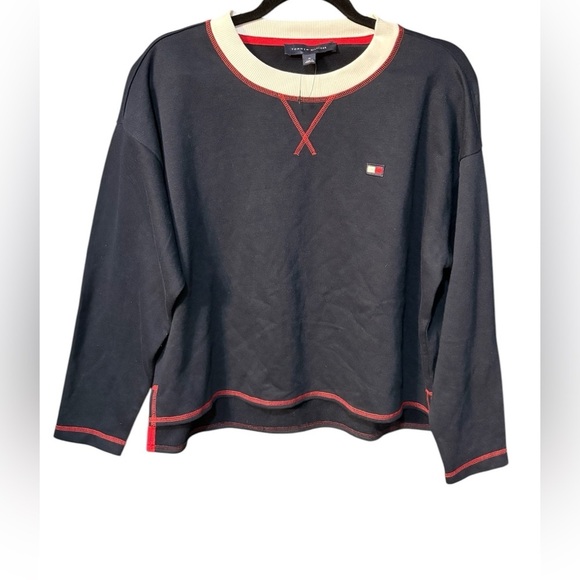 Tommy Hilfiger Women's Black Top with Red Accents size: M New without label - Picture 1 of 7